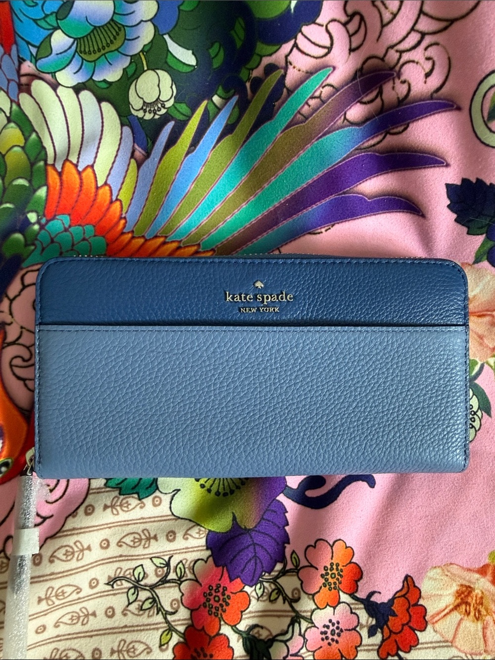 kate spade Two-Tone Blue zip large continental Jackson wallet